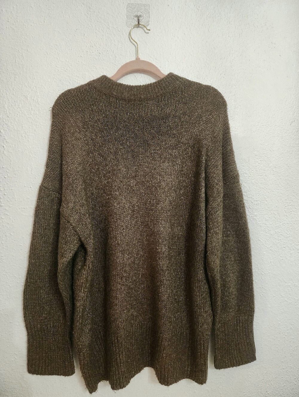 Zara Olive Brown Crewneck Knit Medium Tan Sweater